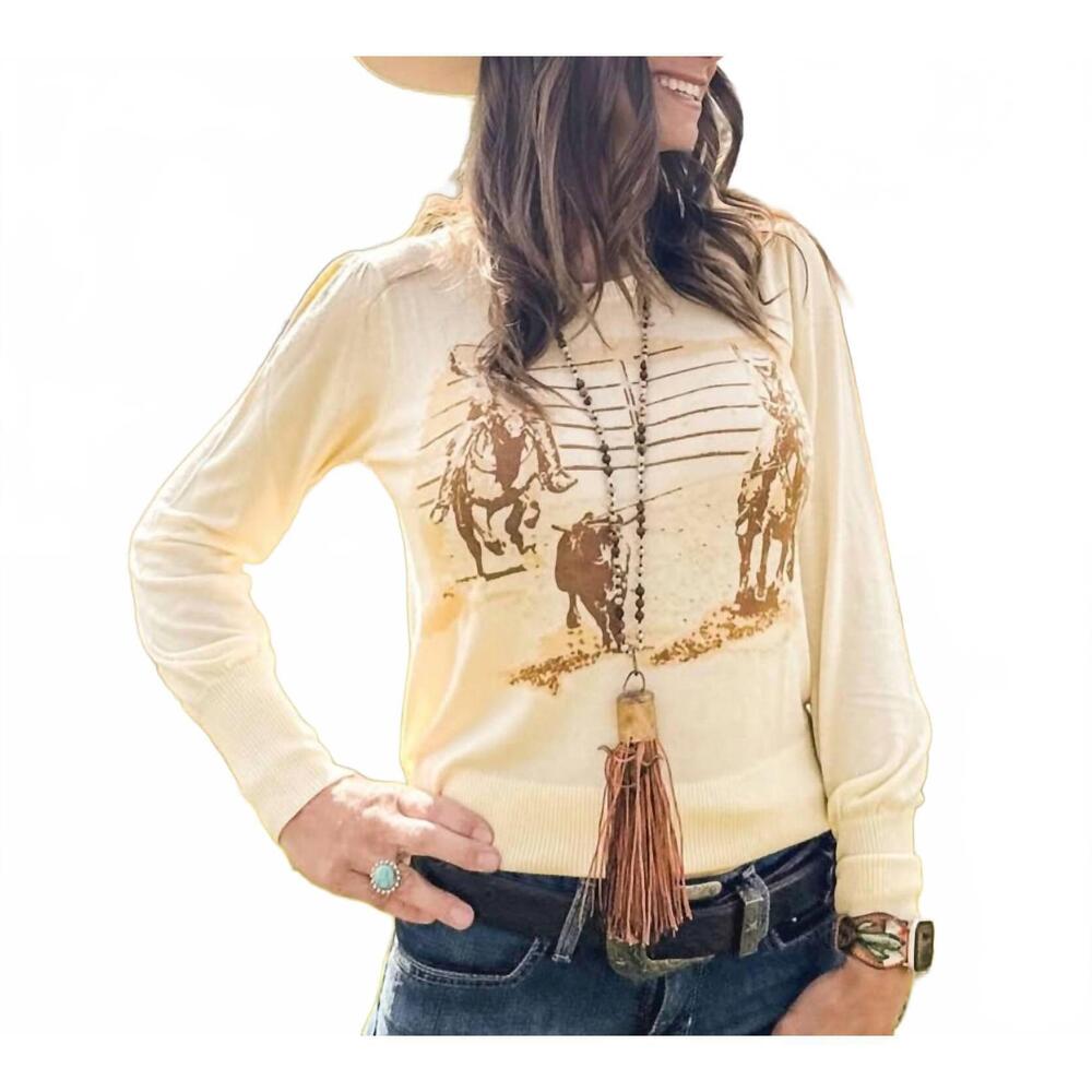 Women’s Cream Graphic Crew Neck Sweater